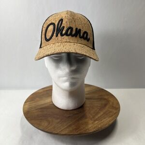 808 Clothing Co Maui Hawaii Black/Brown Cork Baseball Cap Snap Back Mesh "Ohana"
